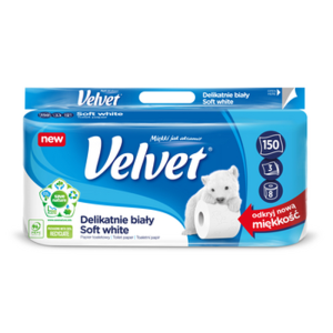 Papier toaletowy Velvet Delikatnie Biały 8 rolek, 3 warstwy X7