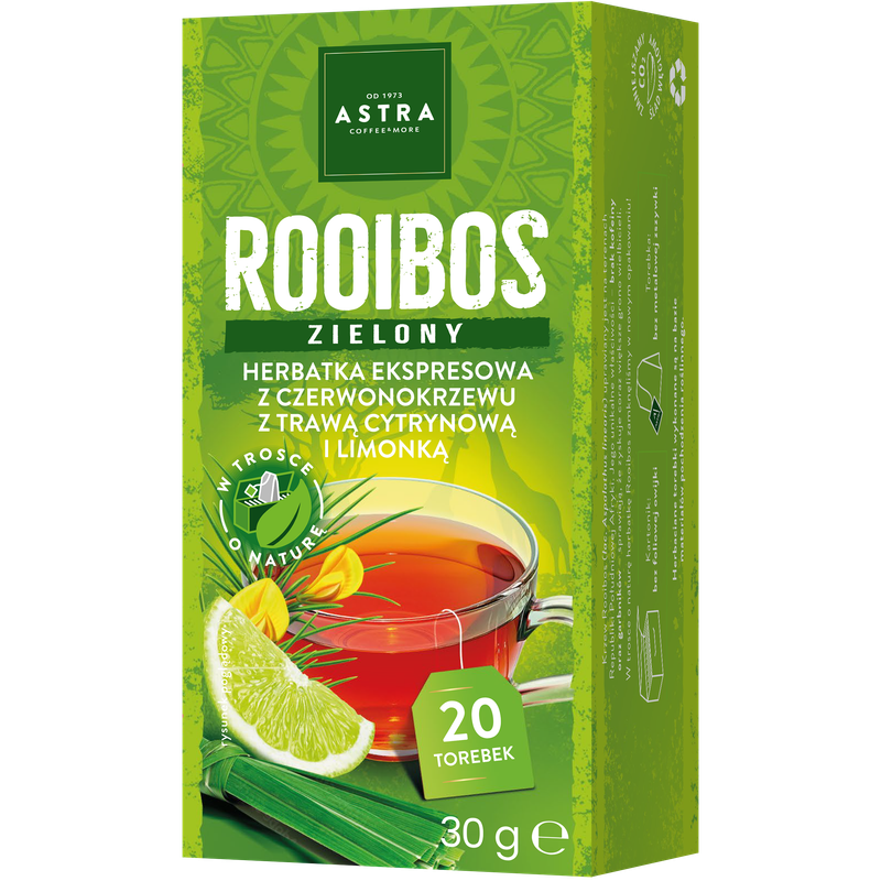ASTRA ROOIBOS zielony z trawą cytrynową i limonką 20 torebek ekspresowa