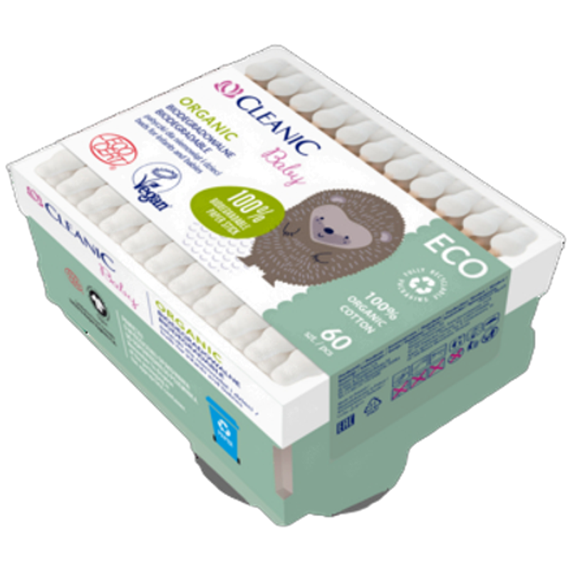 Cleanic Baby ECO Organic Patyczki dla niemowląt i dzieci 60 szt.