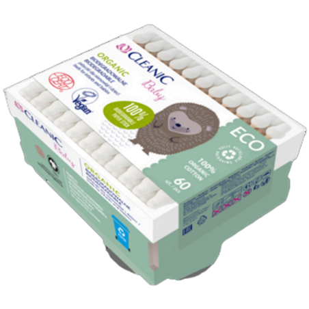 Cleanic Baby ECO Organic Patyczki dla niemowląt i dzieci 60 szt.