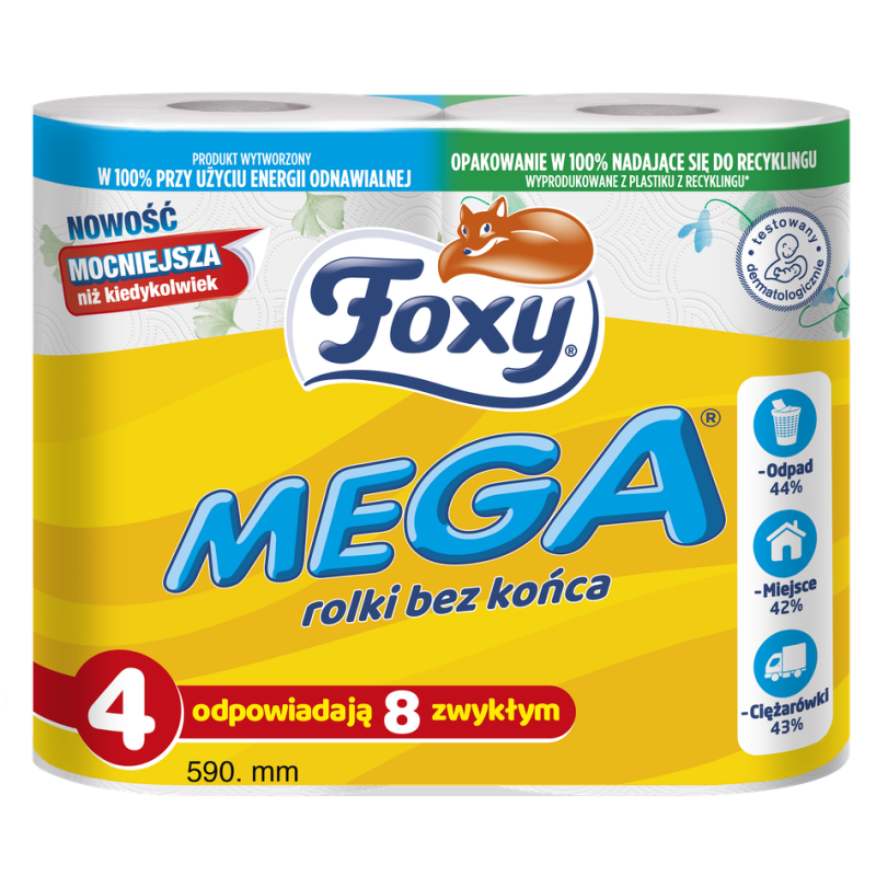 Papier toaletowy Foxy Mega 4 rolki, 3 warstwy