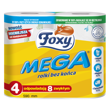 Papier toaletowy Foxy Mega 4 rolki, 3 warstwy