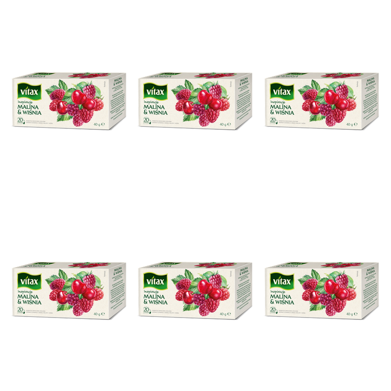 Herbata Vitax Inspiracje Malina&Wiśnia 20 torebek x 2g X6