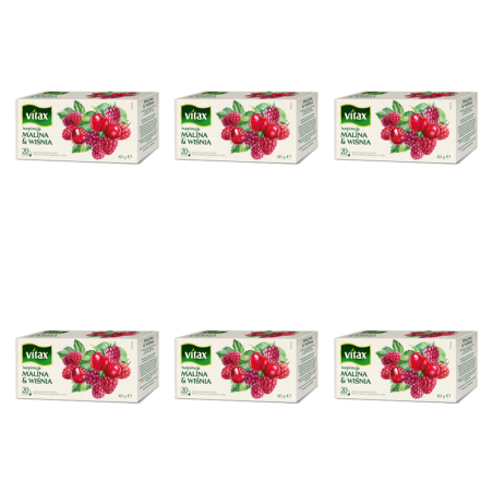 Herbata Vitax Inspiracje Malina&Wiśnia 20 torebek x 2g X6