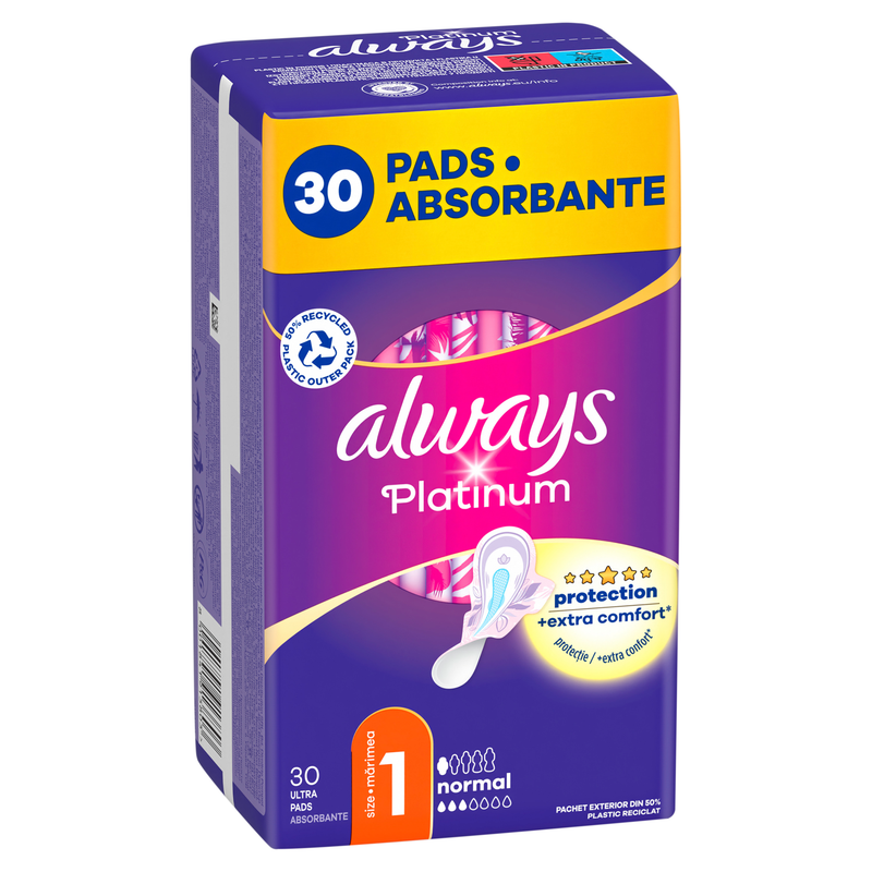 Always Platinum Normal Podpaski ze skrzydełkami, 30 sztuk