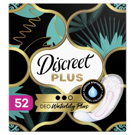 Discreet zone plus Wkładki higieniczne DEO waterlily plus 52 szt.