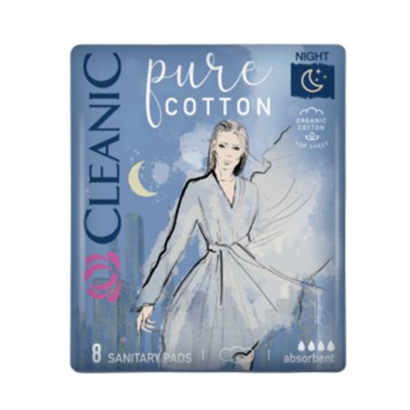 Cleanic Pure Cotton Podpaski na noc 8 szt.