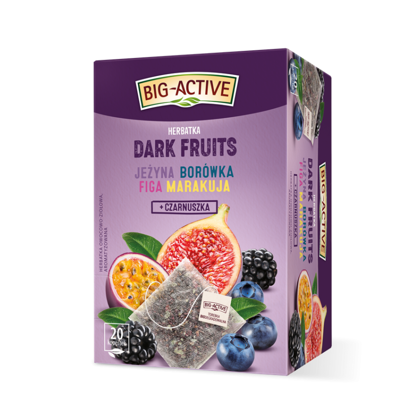 Big-Active herbatka owocowa Dark Fruits jeżyna, borówka, figa, marakuja + czarnuszka 20torebek x 2,25g/45g