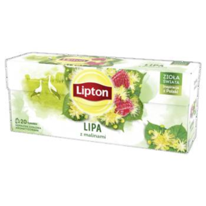 Herbatka Lipton Lipa z malinami 20 torebek. Herbatka ziołowa aromatyzowana.