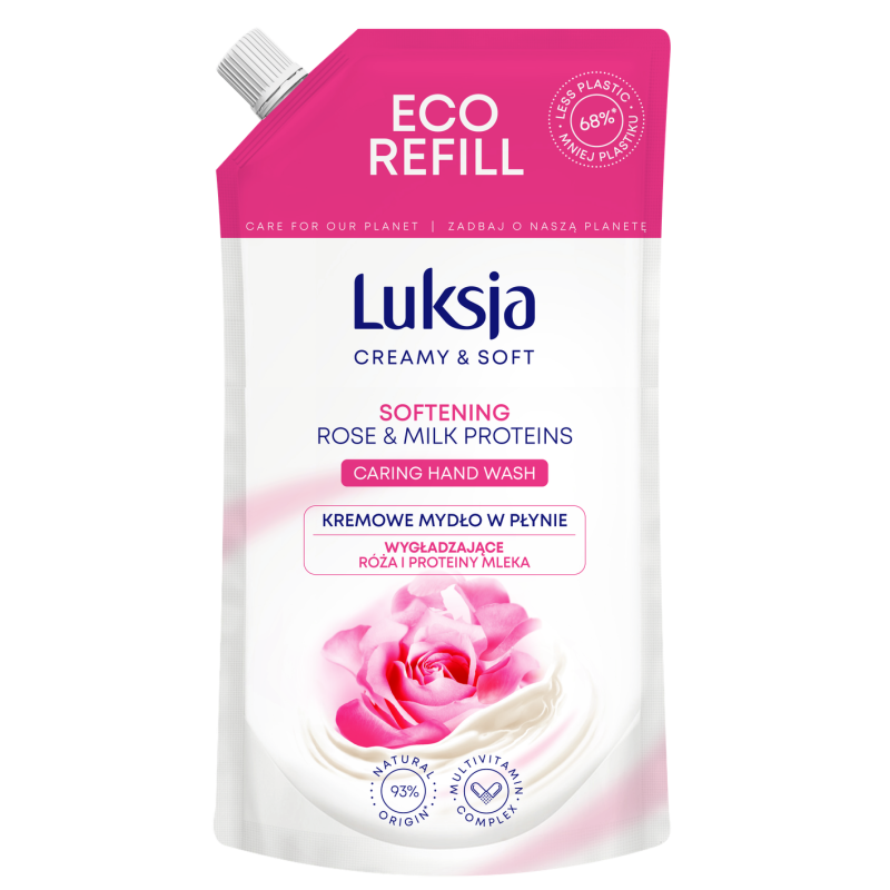 Luksja Creamy & Soft Kremowe mydło w płynie Róża i Proteiny mleka 400 ml opakowanie uzupełniające