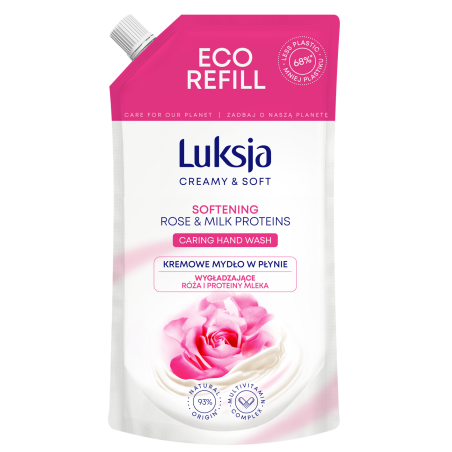 Luksja Creamy & Soft Kremowe mydło w płynie Róża i Proteiny mleka 400 ml opakowanie uzupełniające
