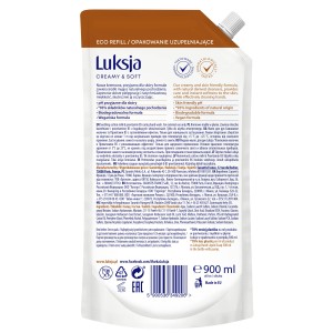 Luksja Creamy & Soft Kremowe mydło w płynie Mleczko bawełniane i Prowitamina B5 900 ml opakowanie uzupełniające