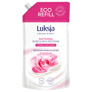 Luksja Creamy & Soft Kremowe mydło w płynie Róża i Proteiny mleka 900 ml opakowanie uzupełniające