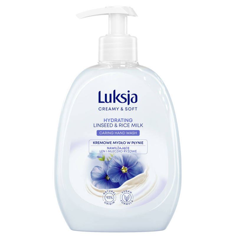 Luksja Creamy & Soft Kremowe mydło w płynie Len i Mleczko ryżowe 500 ml