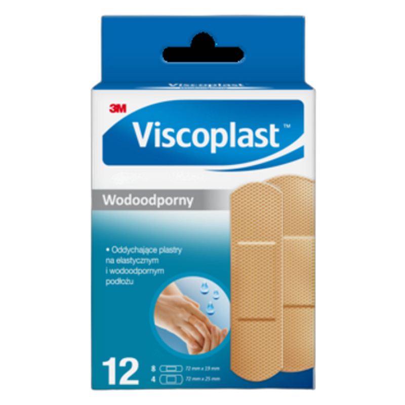 Viscoplast™ Wodoodporny, zestaw plastrów, 2 rozmiary, pudełko/12 szt.