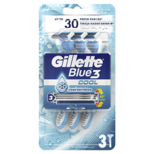 Gillette Blue3 Cool Maszynka jednorazowa z 3 ostrzami, 3 sztuki