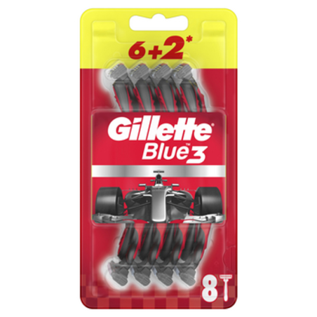 Gillette Blue3 Jednorazowe maszynki do golenia dla mężczyzn, 6+2 sztuki