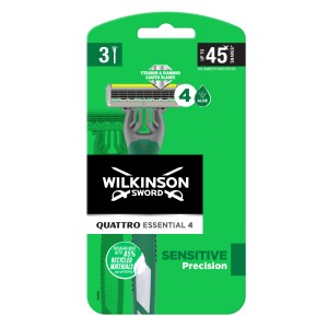 Wilkinson Sword Quattro Essential 4 Sensitive Jednorazowe maszynki do golenia z 4 ostrzami 3 sztuki