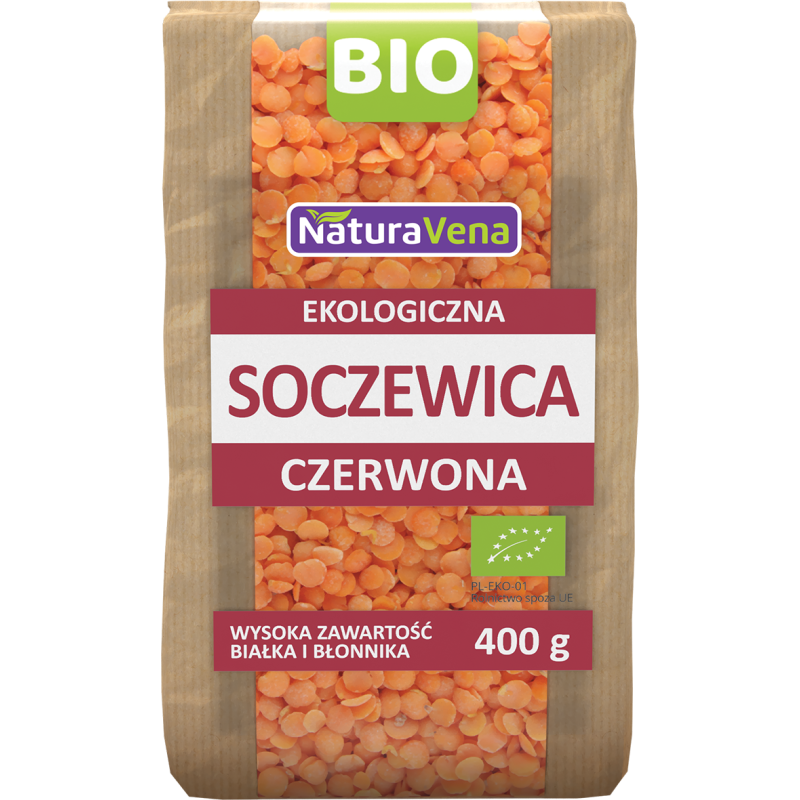NATURAVENA Soczewica czerwona 400g BIO