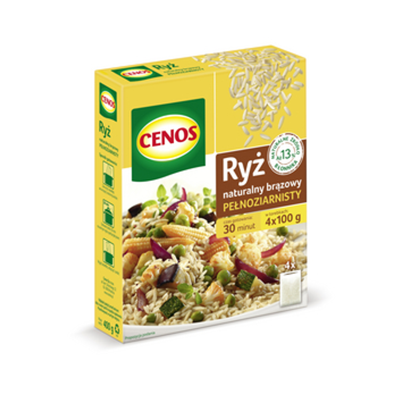 Ryż brązowy pełnoziarnisty 4 x 100 g Cenos