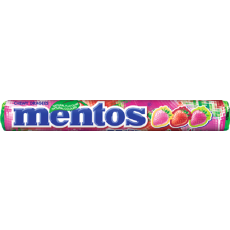 Mentos Cukierki do Żucia o Smaku Truskawkowym Strawberry Mix - Rolka 37,5 g