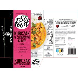 Kurczak w czerwonym sosie curry z ryżem 330 g So Food