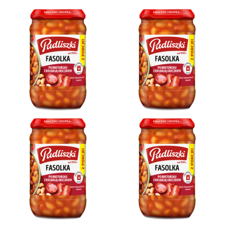 Fasolka po bretońsku z kiełbasą i boczkiem 610g X4