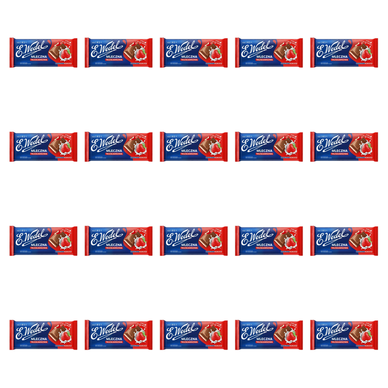 E. Wedel Czekolada Mleczna Truskawkowa Nadziewana o Smaku Truskawkowym 100g X20