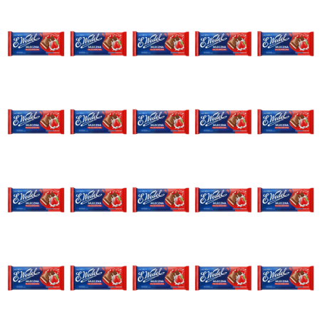 E. Wedel Czekolada Mleczna Truskawkowa Nadziewana o Smaku Truskawkowym 100g X20