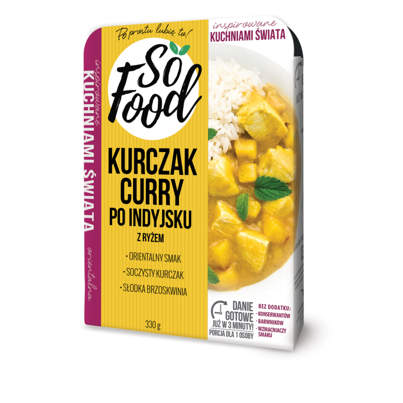 Kurczak curry po indyjsku z ryżem. 330 g So Food
