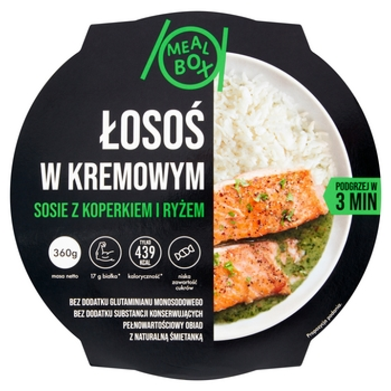 Meal Box Łosoś w kremowym sosie z koperkiem i ryżem 360g