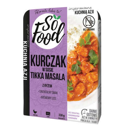 SoFood Kurczak w sosie Tikka Masala z ryżem 330g