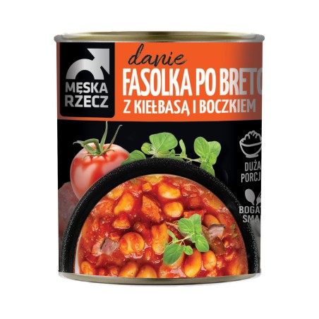 Fasolka po bretońsku z kiełbasą i boczkiem 830g Męska Rzecz