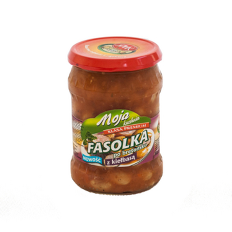 Moja Kuchnia Fasolka z Kiełbasą w Sosie Pomidorowym - Danie w Słoiku 500g