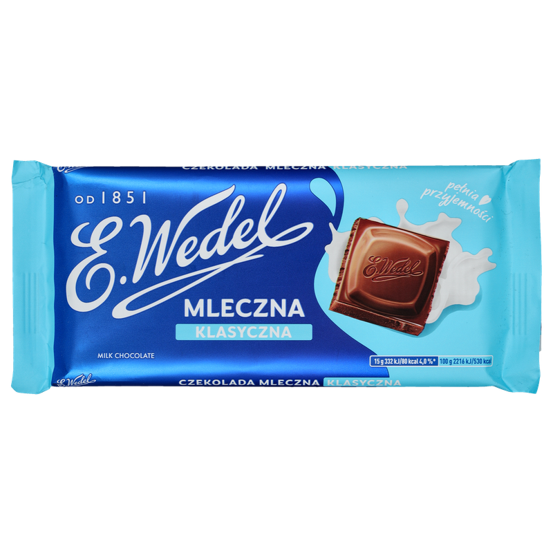 E.Wedel Czekolada Klasyczna Mleczna Aksamitna Wedlowska Oryginalny Smak 90g