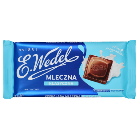 E.Wedel Czekolada Klasyczna Mleczna Aksamitna Wedlowska Oryginalny Smak 90g