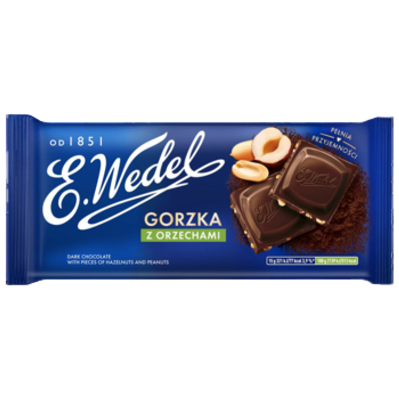 E.Wedel Czekolada gorzka z orzechami 90g