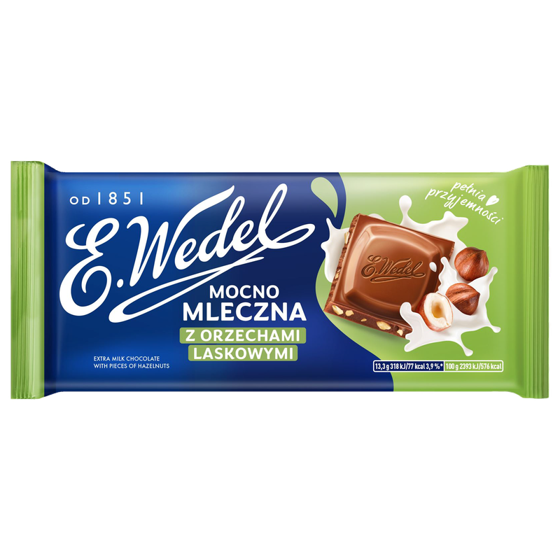 E.Wedel Czekolada mocno mleczna z kawałkami orzechów laskowych 80g