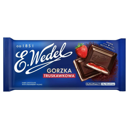 E.Wedel Czekolada Gorzka Truskawkowa - Wedlowska o Smaku Truskawkowym 100g