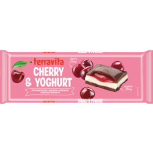 Czekolada Terravita mleczna z nadzieniem wiśniowo-jogurtowym 235g