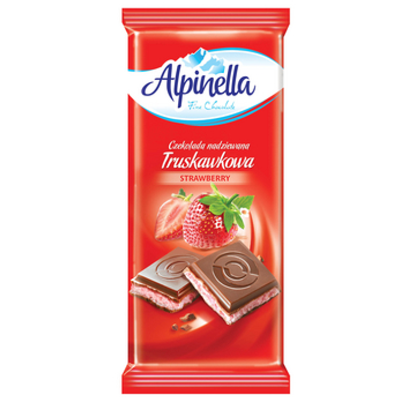 CZEKOLADA ALPINELLA NADZIEWANA TRUSKAWKOWA 100g