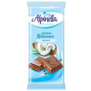 Czekolada Alpinella Mleczna z wiórkami kokosowymi 90g