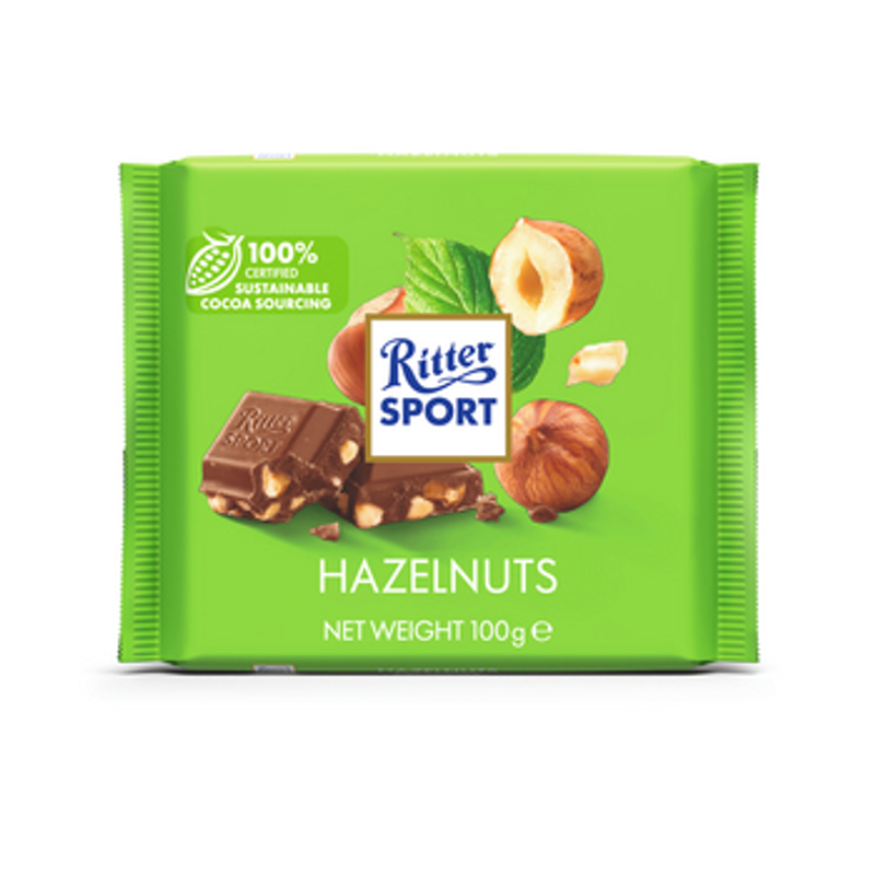 Ritter Sport Czekolada mleczna z ciętymi orzechami laskowymi 100g