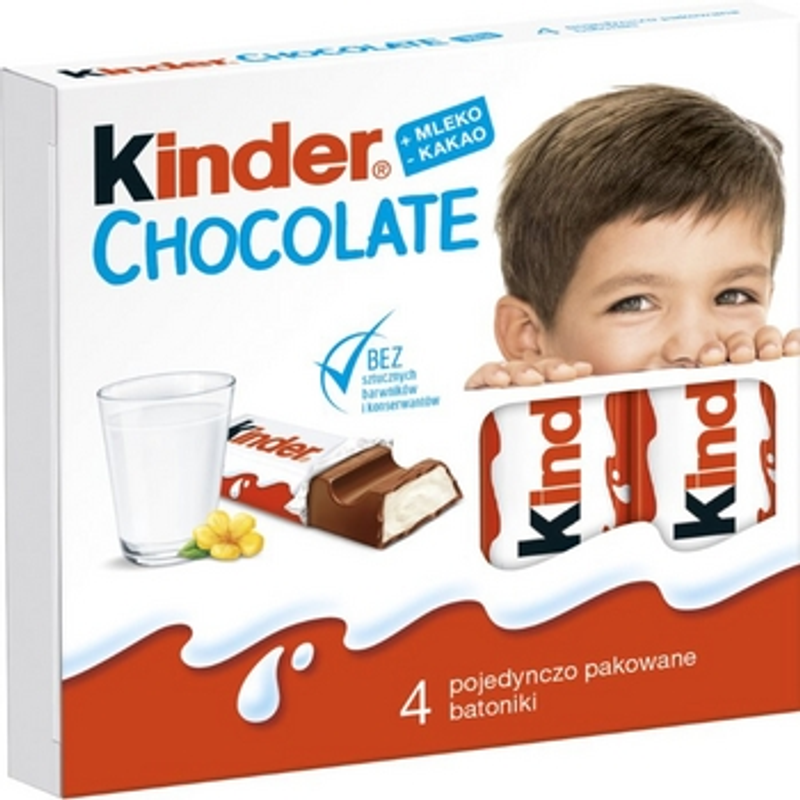 KINDER CHOCOLATE, batonik z czekolady, 4szt, 50g