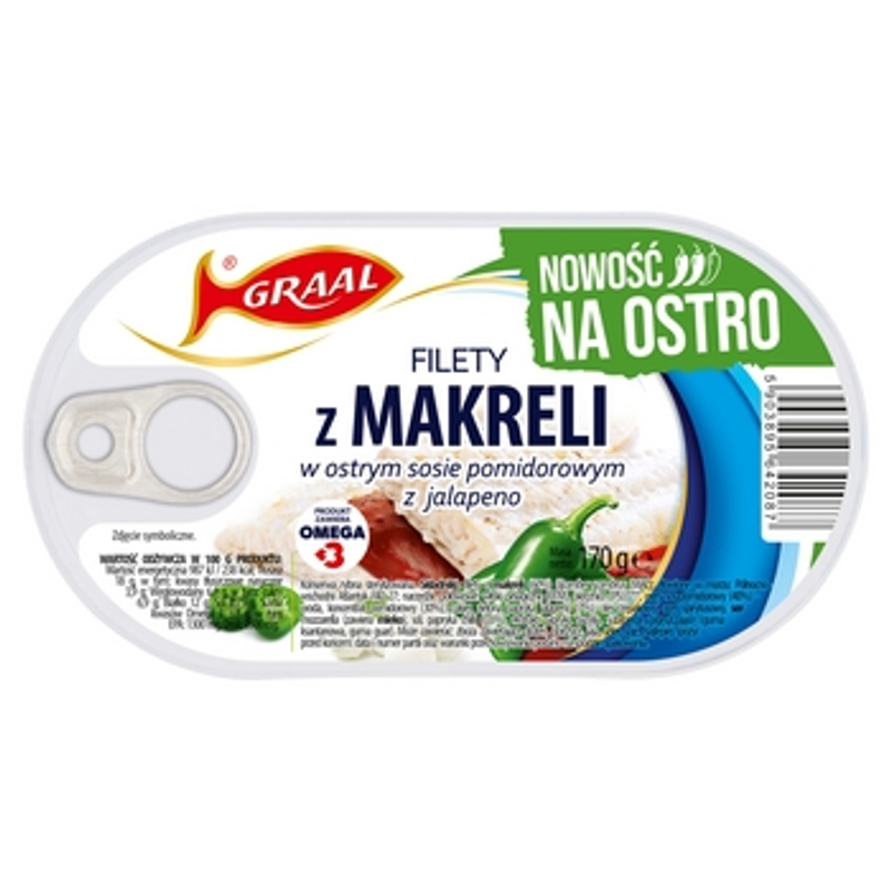 GRAAL Filety z makreli w ostrym sosie pomidorowym z jalapeno 170g