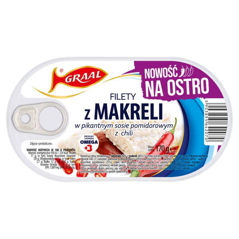 GRAAL Filety z makreli w pikantnym sosie pomidorowym z chili 170g
