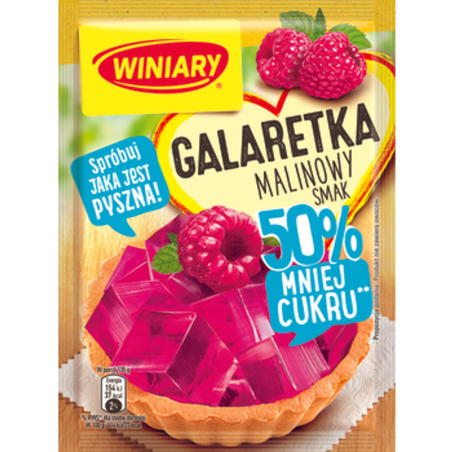 WINIARY Galaretka o smaku malinowym 50% mniej cukru 39g