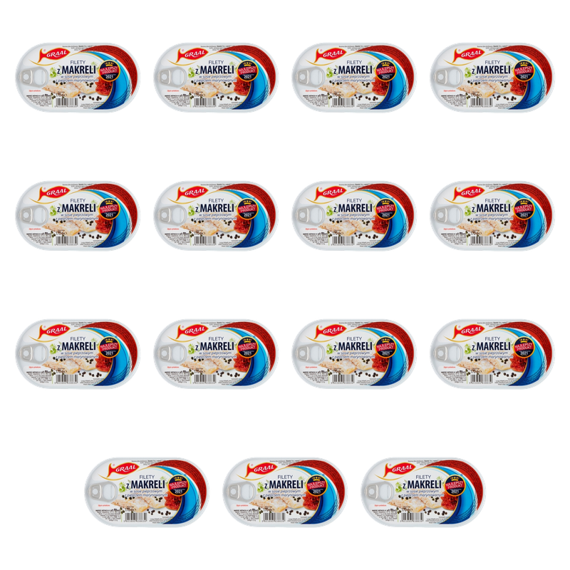 GRAAL Filety z Makreli w Puszce w Sosie Pieprzowym Konserwa Rybna - 170 g X15