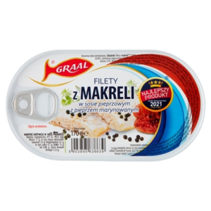 GRAAL Filety z Makreli w Puszce w Sosie Pieprzowym Konserwa Rybna - 170 g X15
