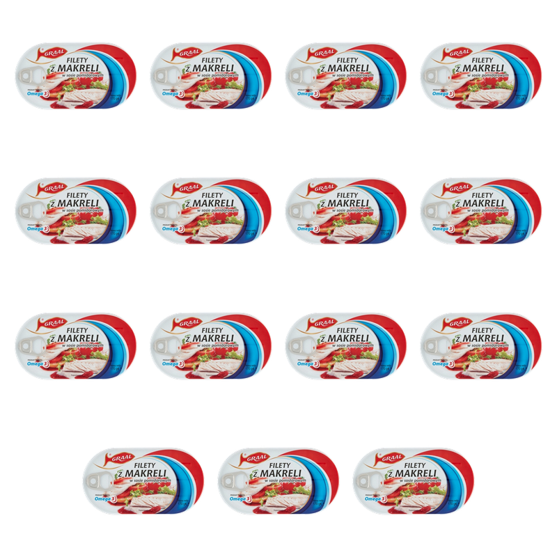Graal Filet z Makreli w Sosie Pomidorowym 170G. Konserwa rybna sterylizowana X15